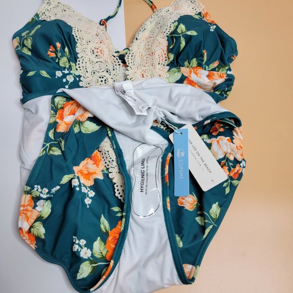 CUPSHE Women's Ladies Vintage Lace Bikini Sets Beach Swimwear size Large NWT - Picture 13 of 14